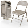 Folding Chairs All Steel Metal Frame, Capacity 350 lbs, Durable Portable and Versatile for Indoor Outdoor Use, Khaki
