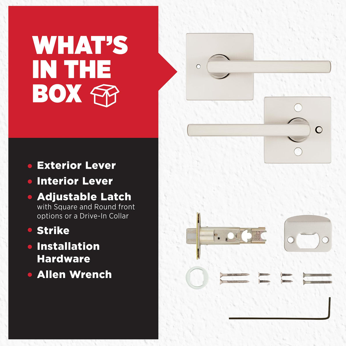 Halifax Privacy Door Lever with Lock, Satin Nickel