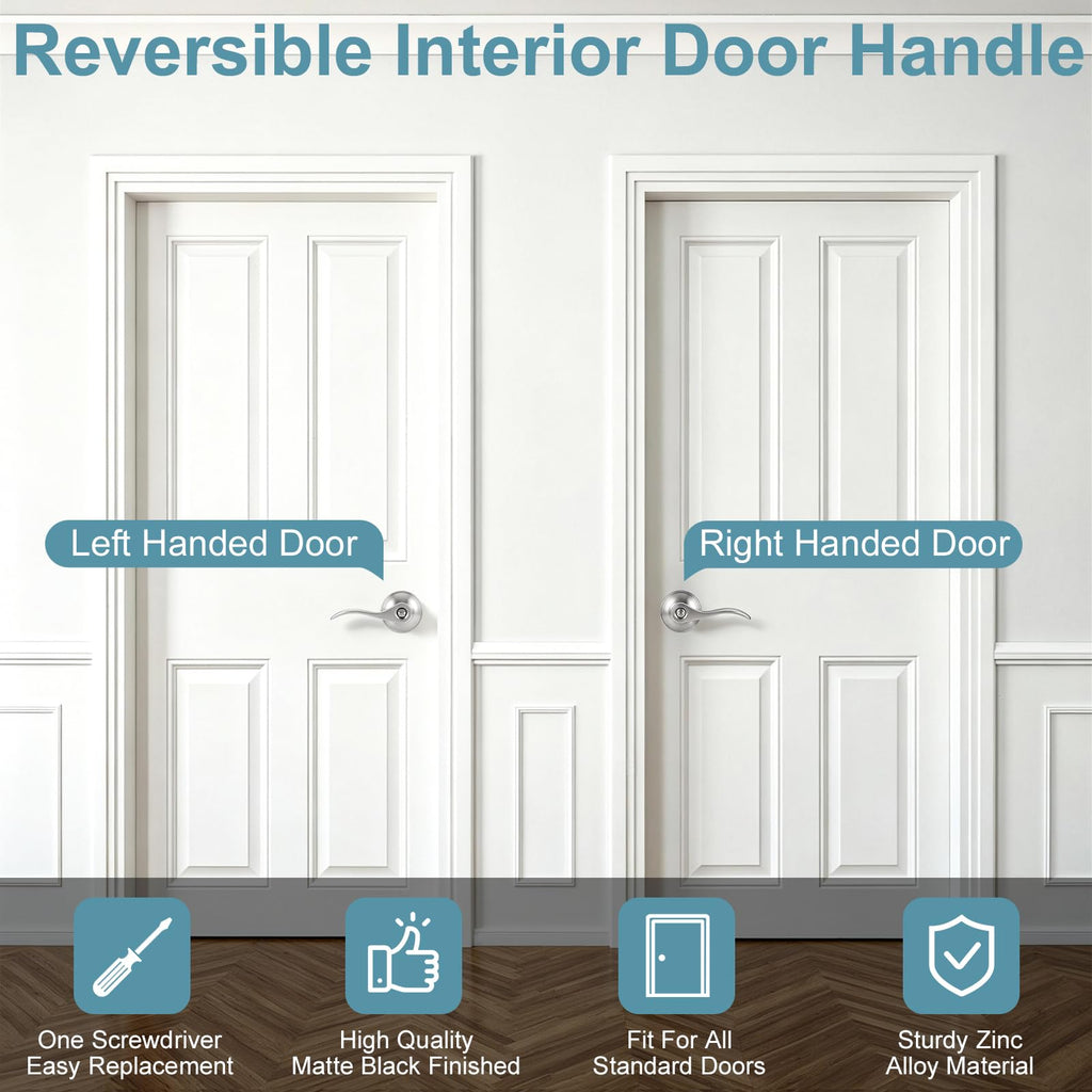 8 Pack Door Handles Interior Door Knobs, Keyless Privacy Door Levers