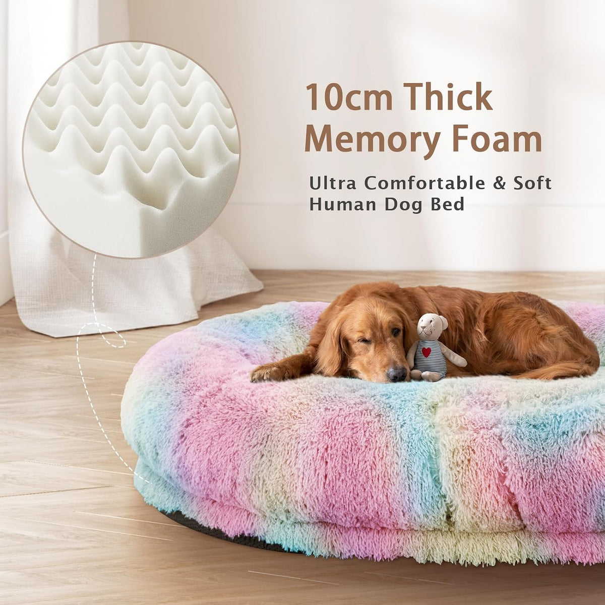 Human Dog Bed, Size Fits Adult and Pet Washable Giant People Bed 10 CM Thick Memory Foam Large
