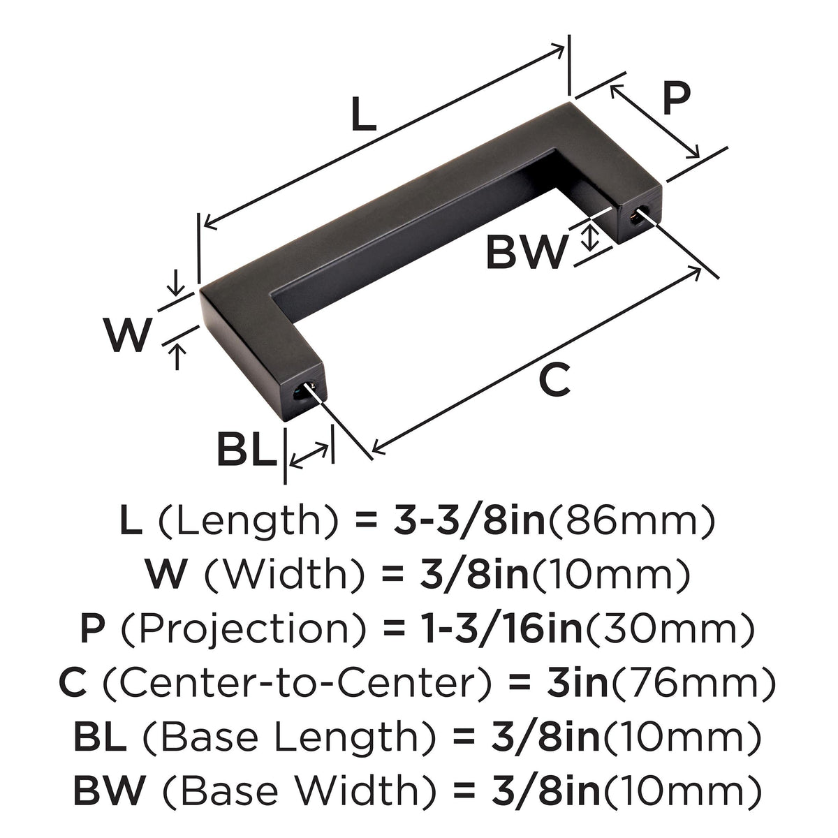 10 Pack 3" Monument Oil-Rubbed Bronze Drawer Pull