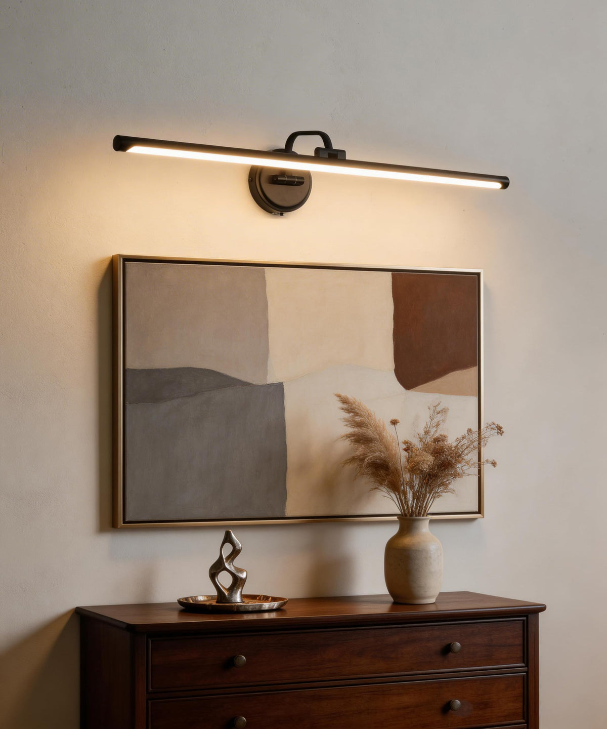 Hardwired Picture Light for Wall,32 Inch Modern Black Dimmable Frame Light with Adjustable Swing Arm,3CCT LED Art