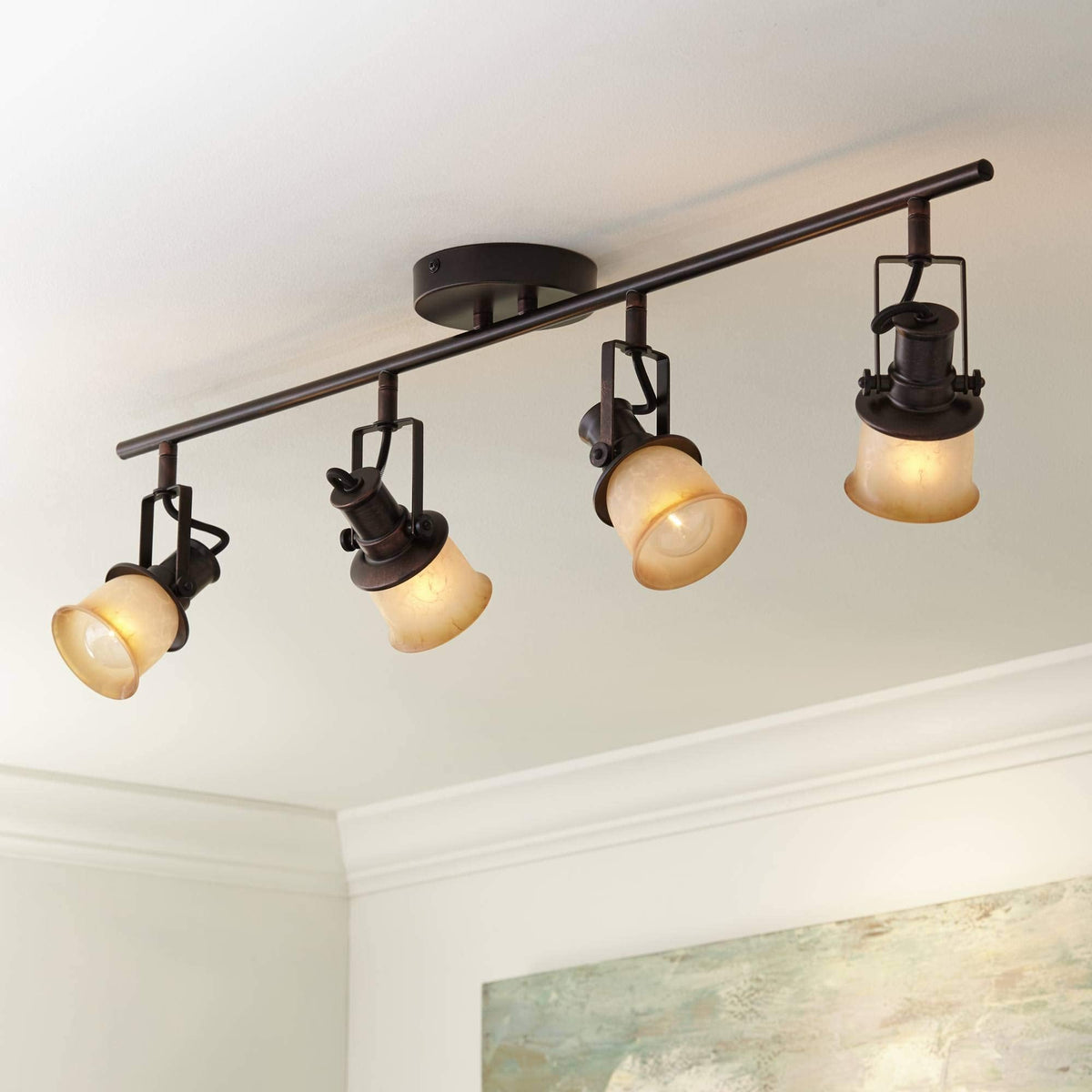 Balin 34" Wide Bronze Finish 4-Light Fixture Wall Track Light Fixture