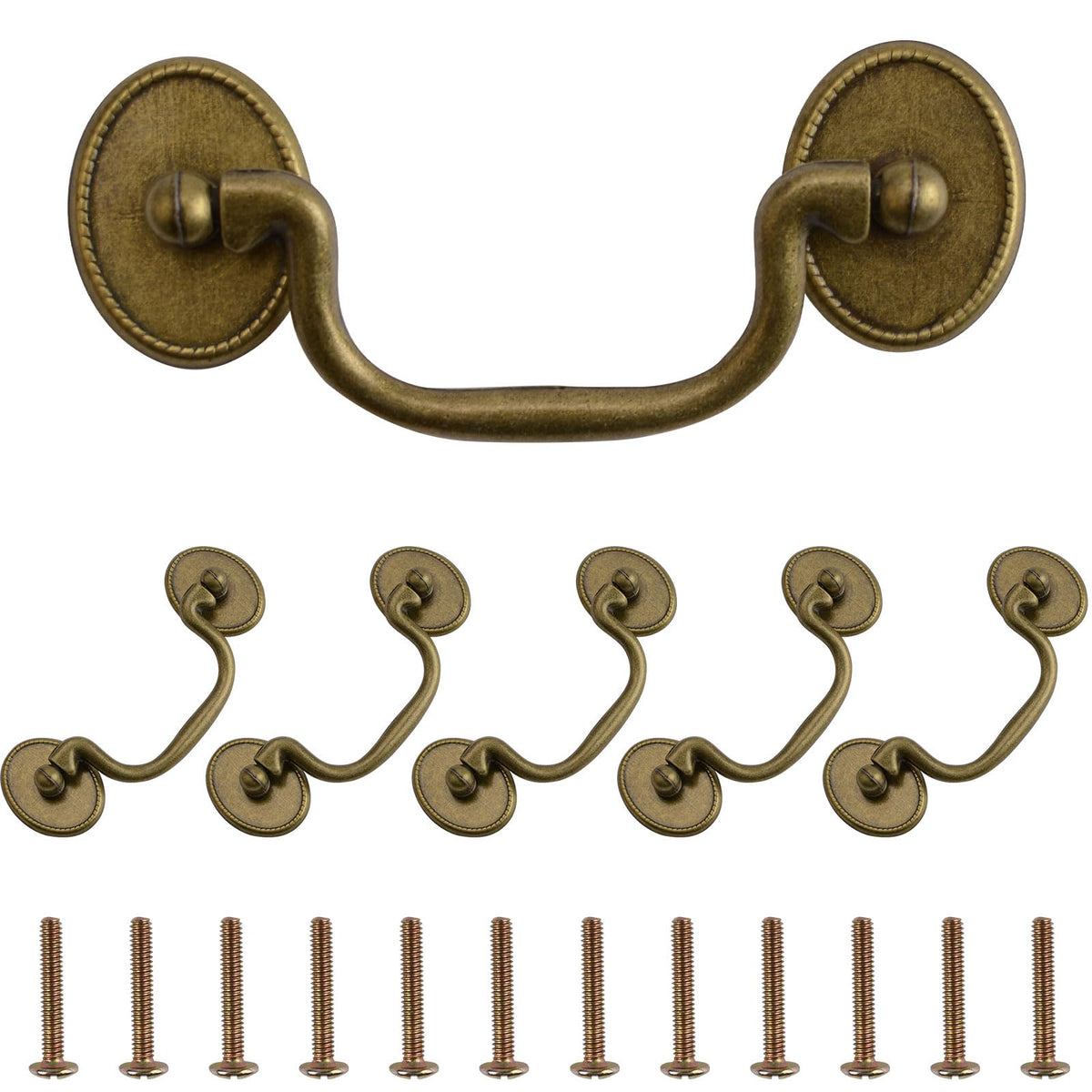 Drop Bail Handle Pulls, 6PCS Antique Drawer Pulls Handles Furniture Door Pull Cabinet Pull Handles Hardware Cabinet