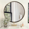 Wall Mirror Small Round Bathroom Mirror Metal Brushed Framed Rounded Corner Ative Hanging Mirror Bedroom Entryway
