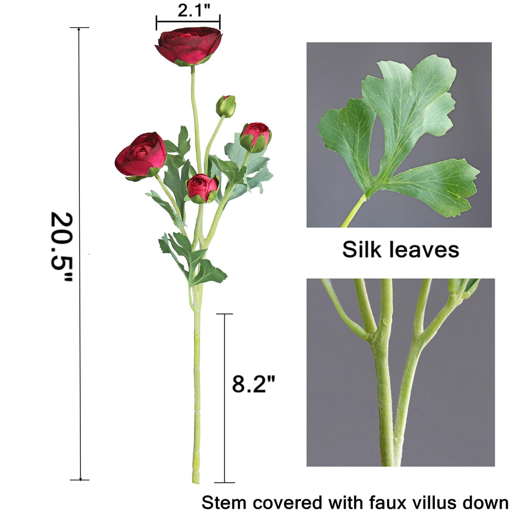 Realistic Silk Faux Ranunculus Flowers Artificial Burgundy Stems Astilbe Faux Peony Stems Wedding Decor Lifelike Bush