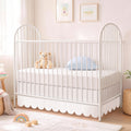 28 x 52 Inch White Scalloped Crib Skirt, 14 Inch Drop