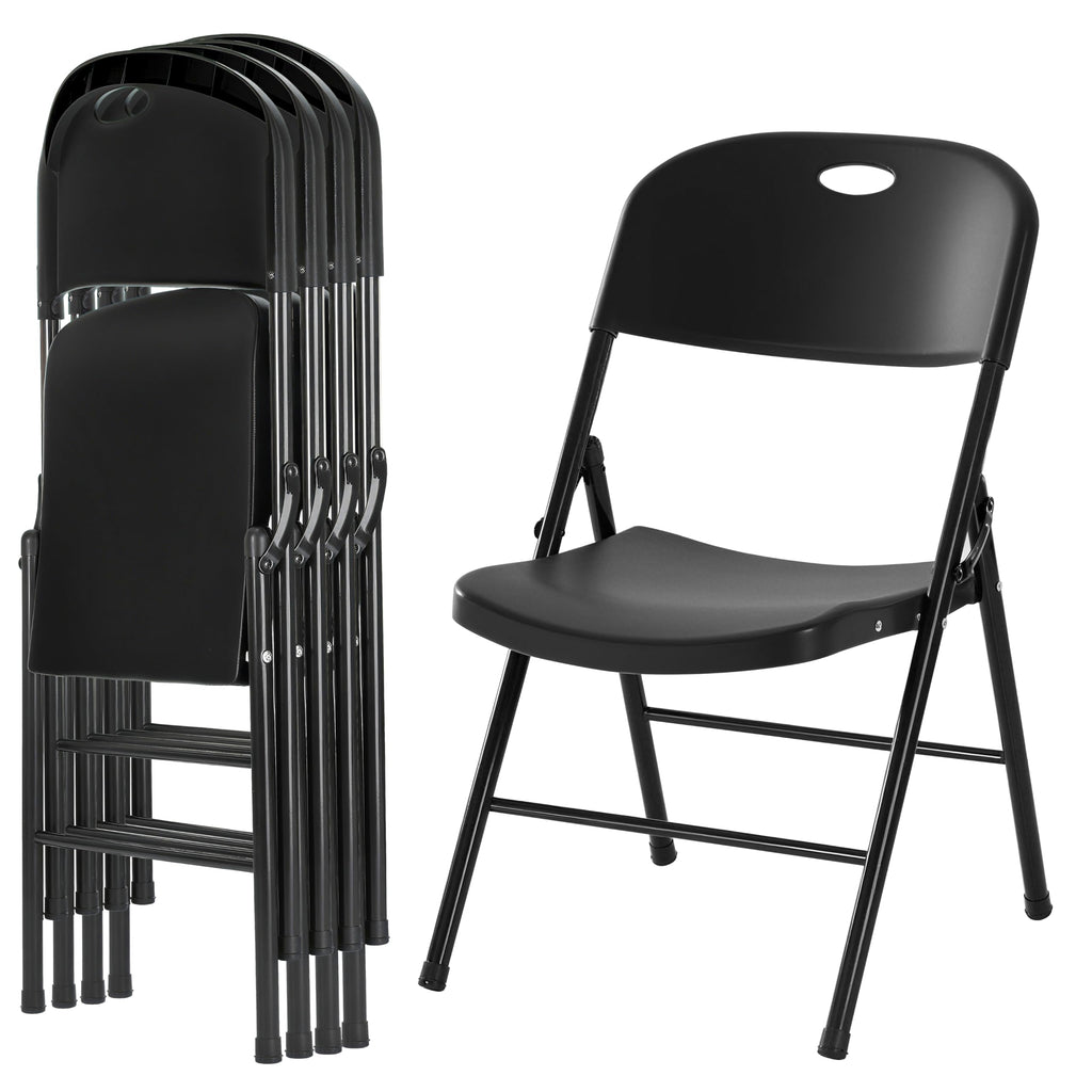 4-Pack Heavy Duty Plastic Folding Chair, 300 lbs Capacity Foldable Chairs for Indoor Outdoor, Stackable Portable