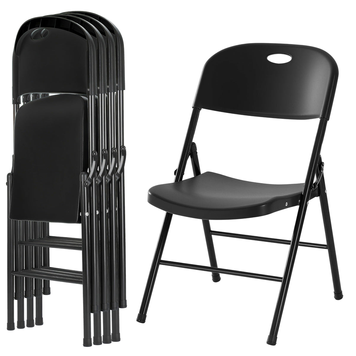 4-Pack Heavy Duty Plastic Folding Chair, 300 lbs Capacity Foldable Chairs for Indoor Outdoor, Stackable Portable
