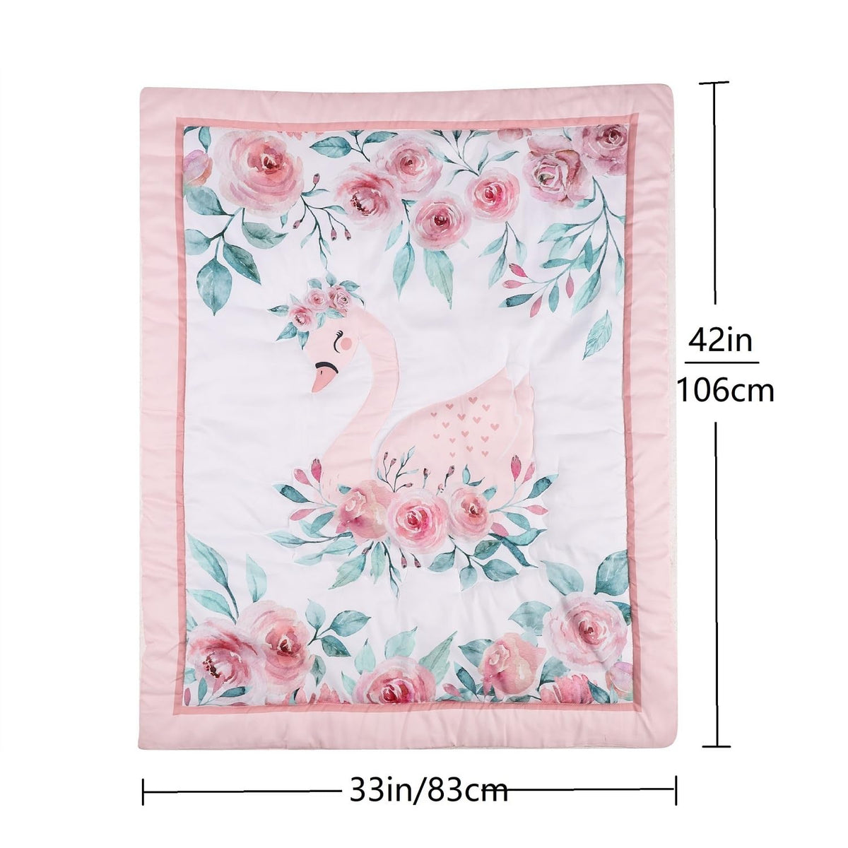 Animals 3pcs Baby Crib Bedding Set (Quilt, Fitted Crib Sheet, Crib Skirt) Pink Nursery Bedding Set for Girls Crib
