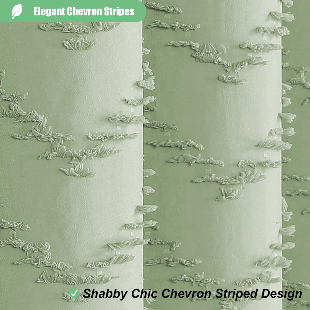 Boho Farmhouse Tufted Chevron 72"x66" Sage Green