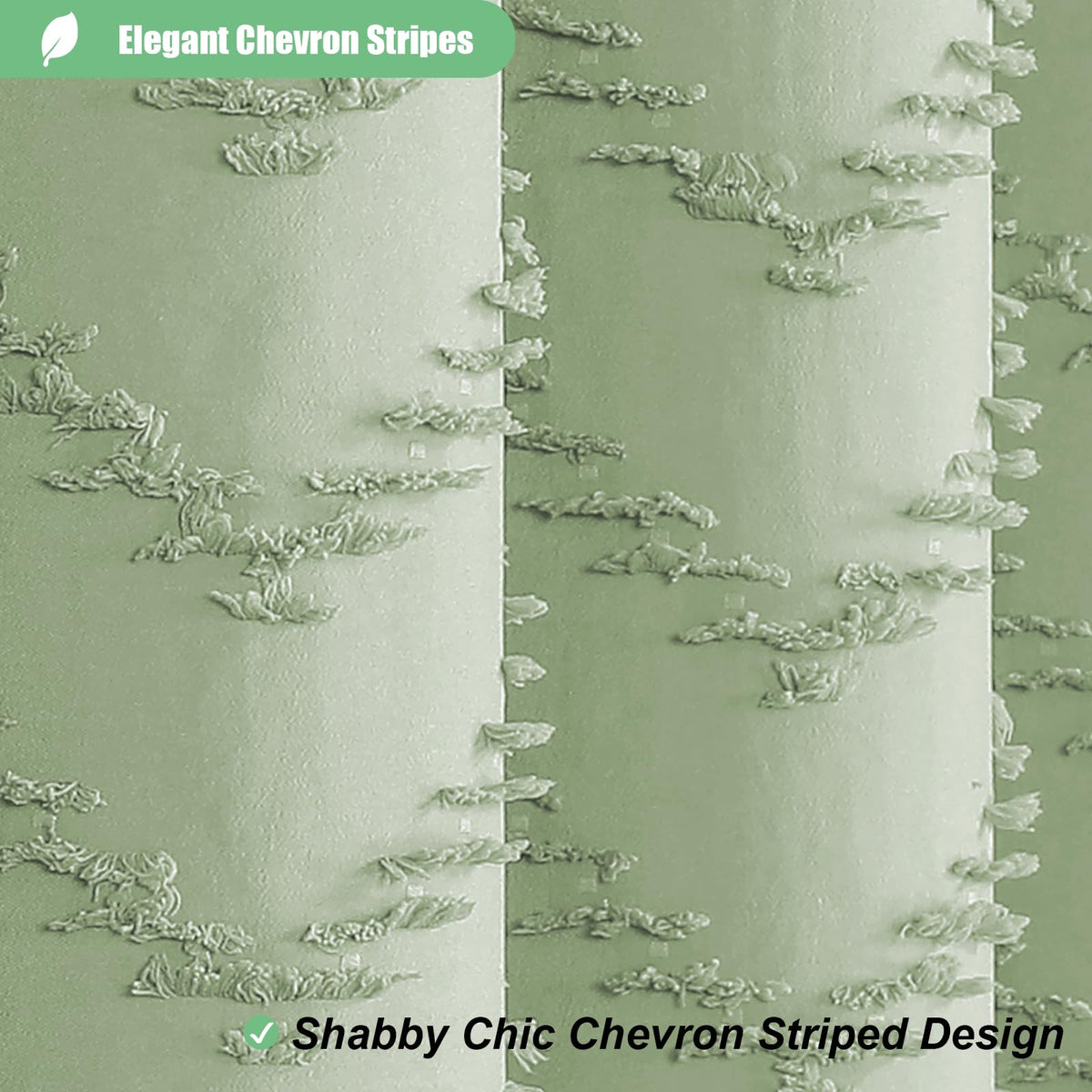 Boho Farmhouse Tufted Chevron 72"x66" Sage Green
