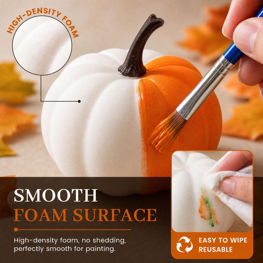 40 PCS White Fake Pumpkins, Mini Pumpkins with Maple Leaves
