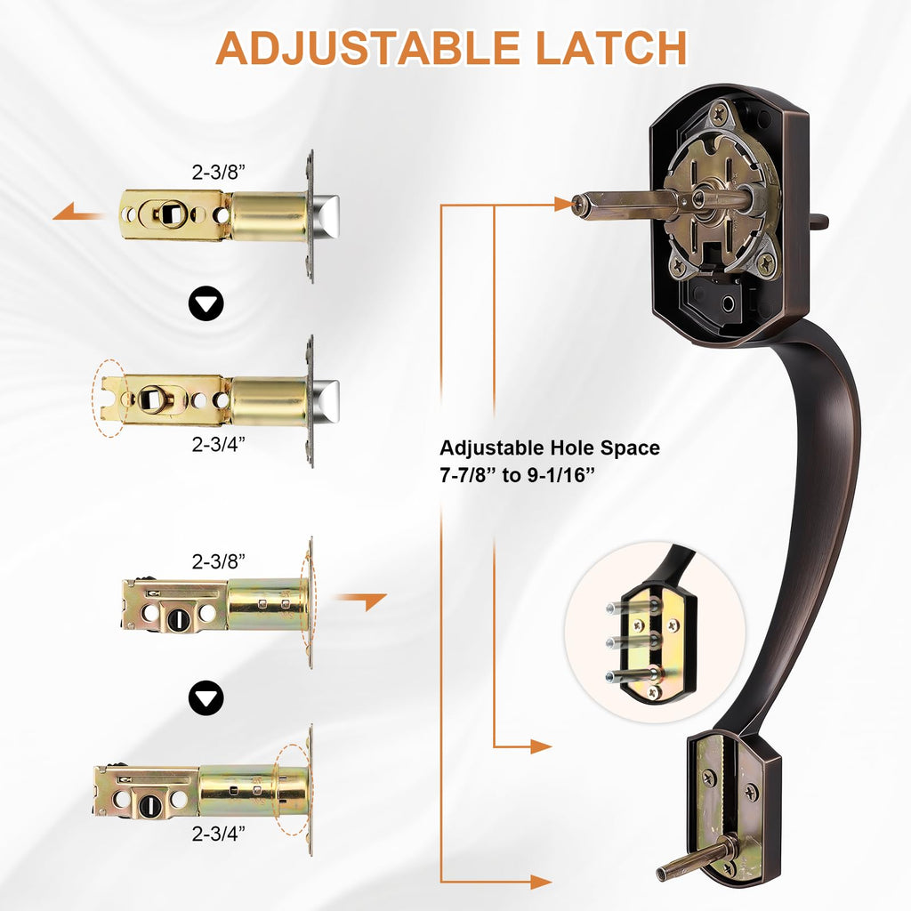 Front Door Handle Set,Entry Door Handleset,No Lock Reversible Lever,Oil Rubbed Bronze Exterior Door Lock,Heavy Duty