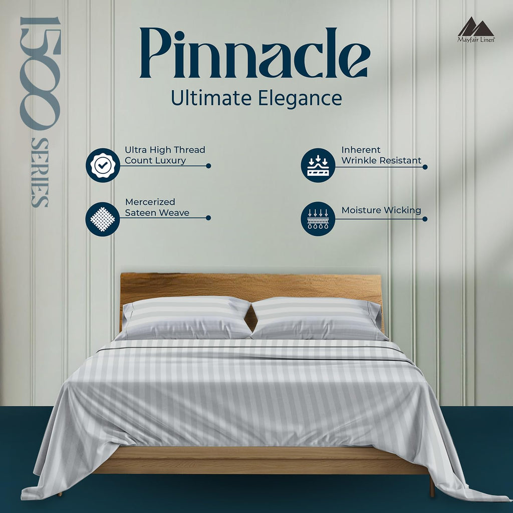 1500 Series Sheets 17" Deep Pocket, Silver - Stripe
