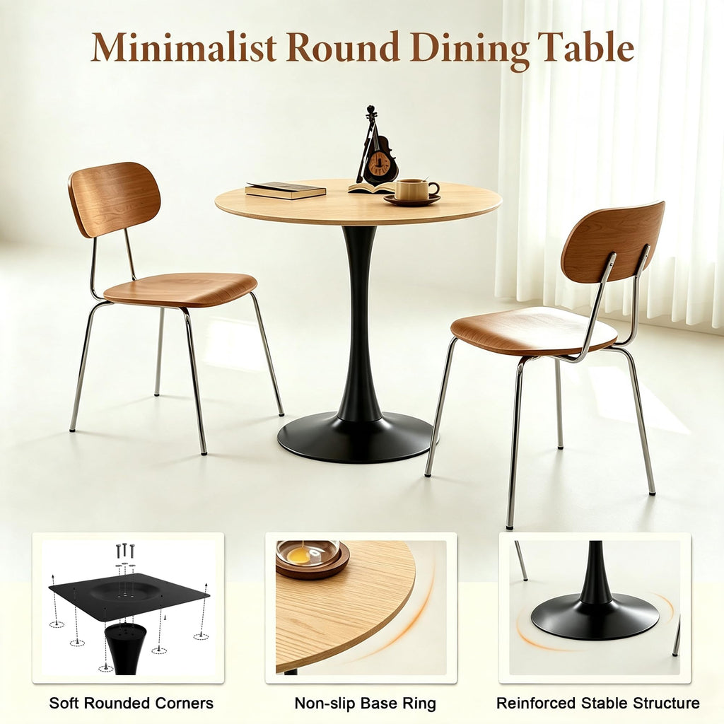 Inspired Saarinen Style 31.5" Modern Round Table, Tulip Base, Dining Coffee Table, Natural