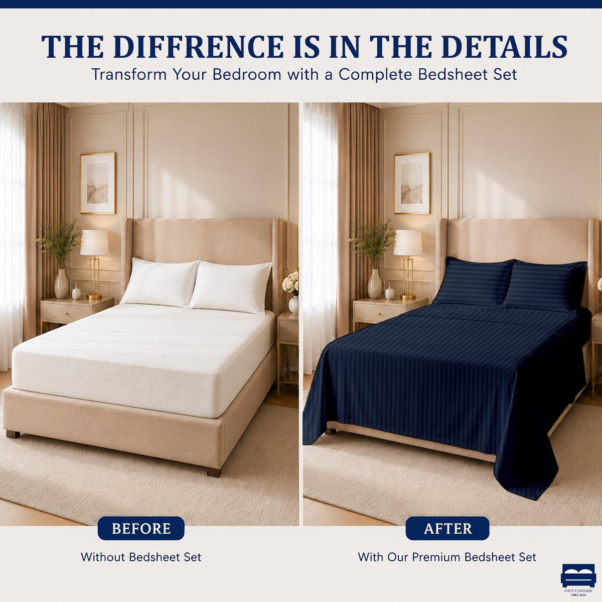 Full XL Sheets, Luxury Soft 100% Egyptian Cotton, 4 Pcs Dorm Bedding Set to Fit Upto 15" Deep College Room Mattress