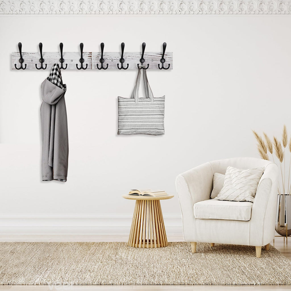 Coat Rack Wall Mount 31.5'' Coat Hanger Wall Mount Old White Coat Hooks for Wall Rustic Towel Racks Living Room Coat