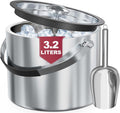 3.2L Double Wall Stainless Steel Ice Bucket for Parties with Lid, Scoop