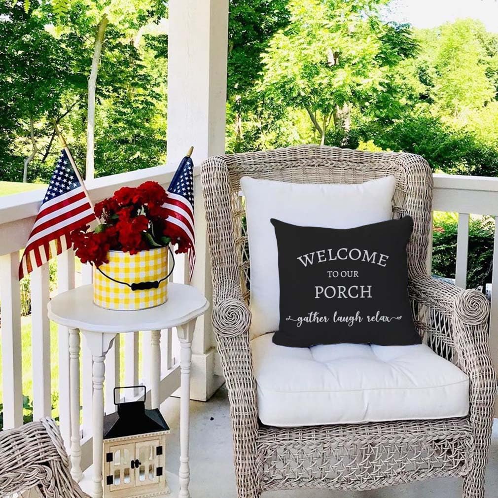 Outdoor Throw Pillow Covers 20x20 Inch Set of 2, Black