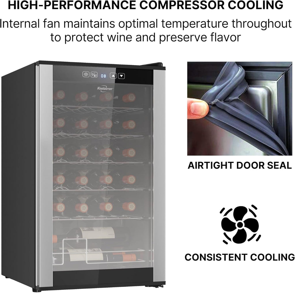 24 Bottle Wine Fridge - Freestanding Wine Cooler with Glass Door, 2.4 cu. ft (68 L), Beverage Can Refrigerator