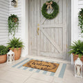 Layering Rug for Front Porch 2x4.3 Cute Welcome Mat Outside Entrance | Washable Front Door Mat, Blue White and Tan