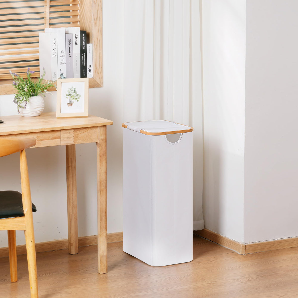 Slim Laundry Basket with Lid, Narrow Dirty Clothes Hampers for Laundry with Handle, Skinny Laundry Bin for Laundry