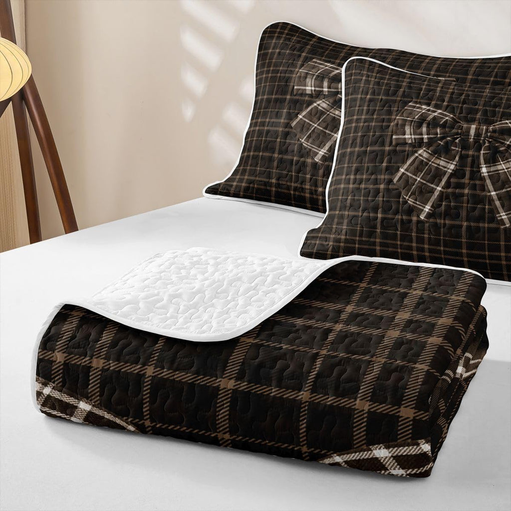 Checkered Bow Quilt Set Full