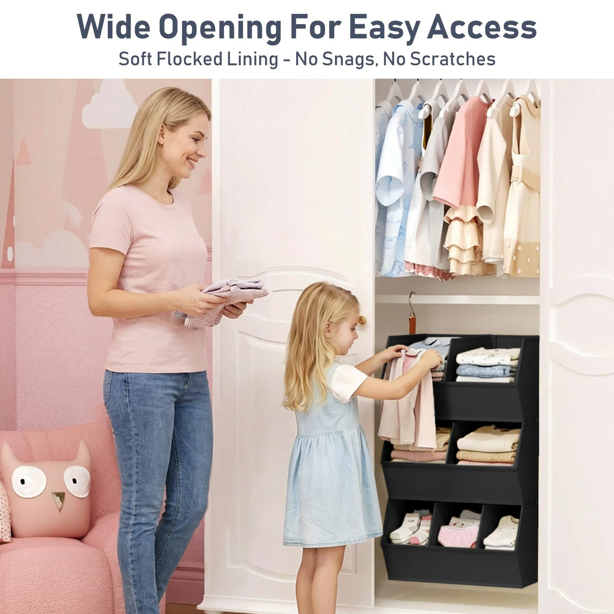 Hanging Closet Organizer Extra Large, Clothes Hanging Shelves for Closet with Divider, Collapsible Closet Storage