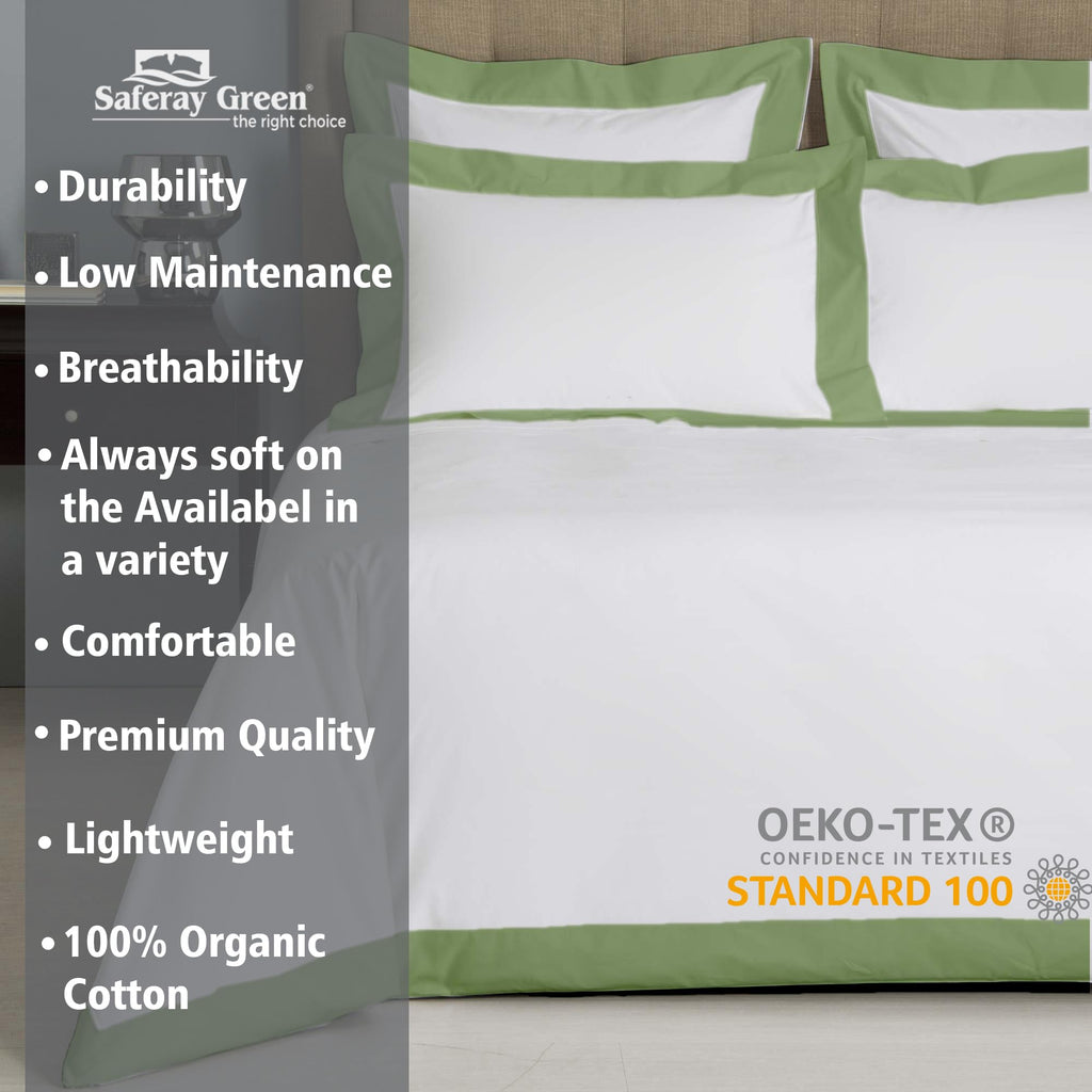 Dual Tone Duvet Cover Set, 132x120, White & Moss