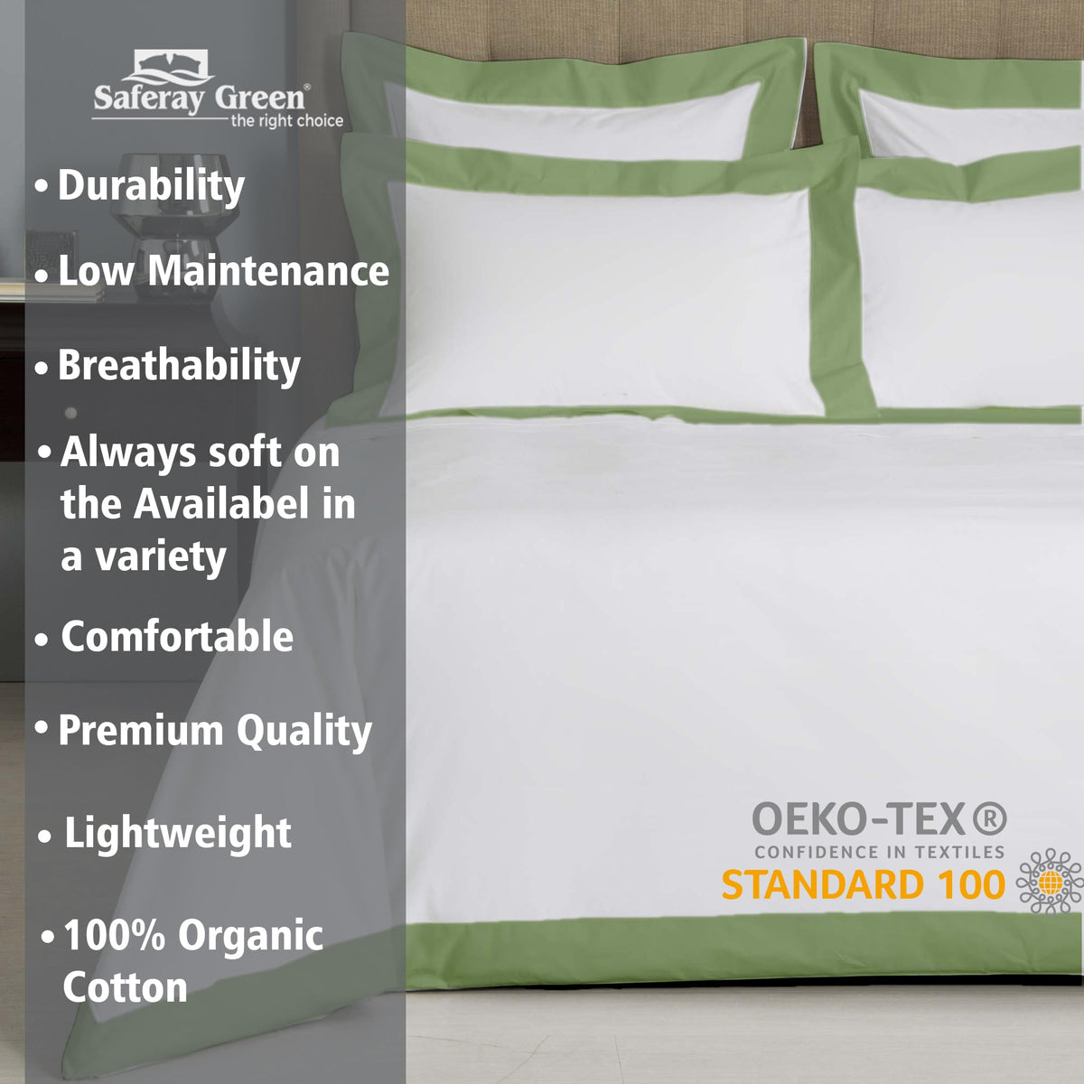 Dual Tone Duvet Cover Set, 132x120, White & Moss