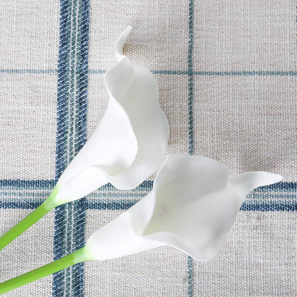 20Pcs Artificial Calla Lily Flower Real Touch Latex (White)