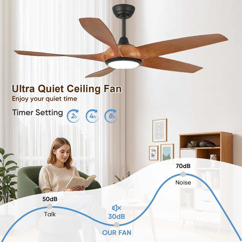 52-Inch Modern Indoor Outdoor Ceiling Fan with Lights and Remote