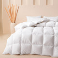 Feather Down Fiber Comforter Ultra Fluffy Duvet Insert, All Season White Cotton Cover Luxury Hotel Bed