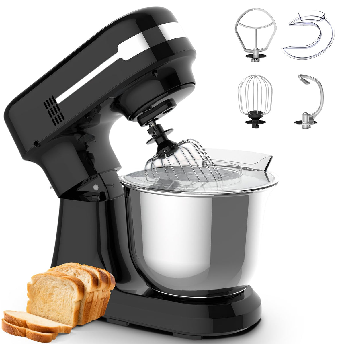 5.5QT Electric Stand Mixer,Tilt-Head Food Mixer(Black)