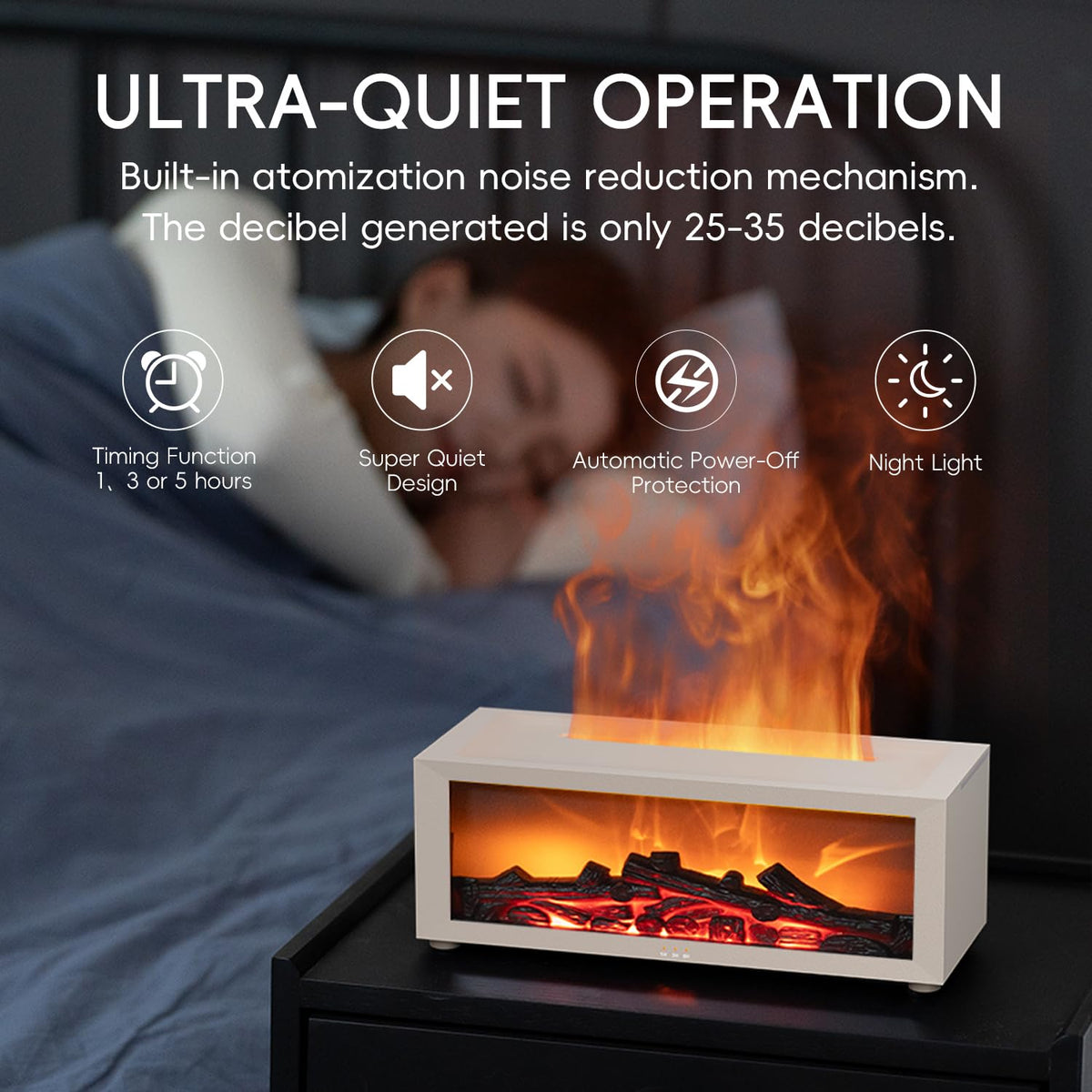 Essential Oil Diffuser, 7 Colors Fireplace Flame Fire Oil Diffuser, 150ml Ultrasonic Aromatherapy Humidifier, Scent