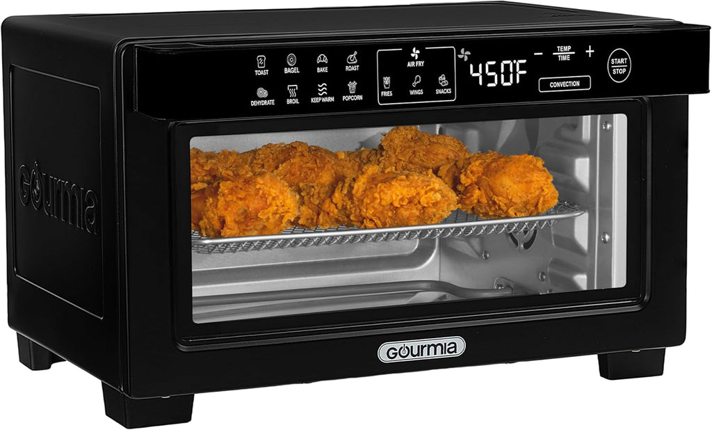 Toaster Oven Digital Air Fryer - Convection Mode with 4 Slice Capacity, 3 Rack Positions, 12 Presets, Toast, Bagel