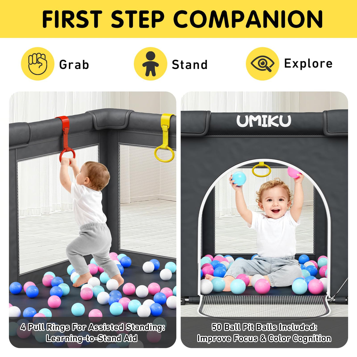 Playpen Play Pen Foldable Playpen for Babies and Toddler 2 Entry 50X50