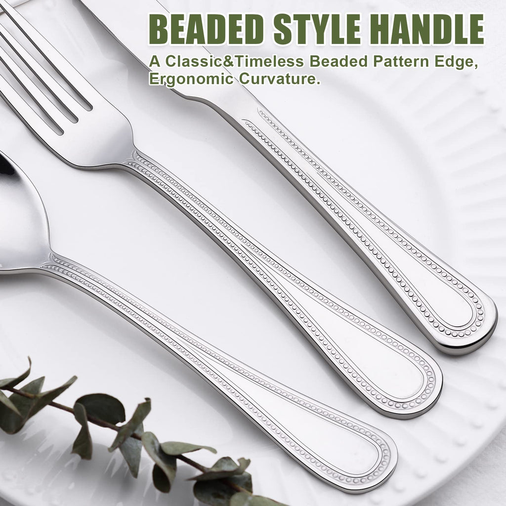 60-Piece Silverware Set for 12, Stainless Steel Flatware, Mirror Polished Cutlery Set, Utensils Include Spoons