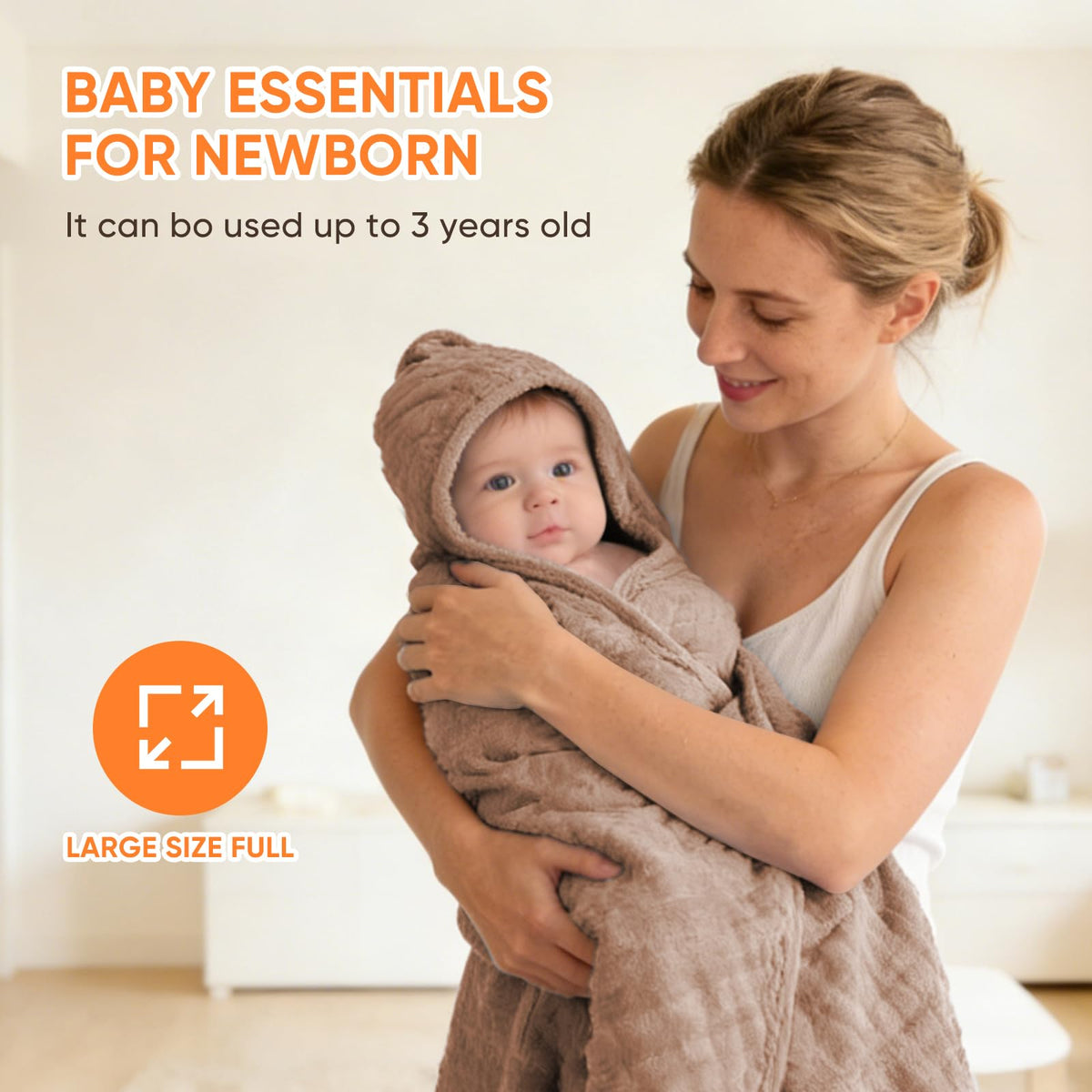 Muslin Hooded Baby Towels 100% Cotton,Super Soft Muslin Baby Bath Towel - 32 x 32 Inches, Suitable for Newborn and
