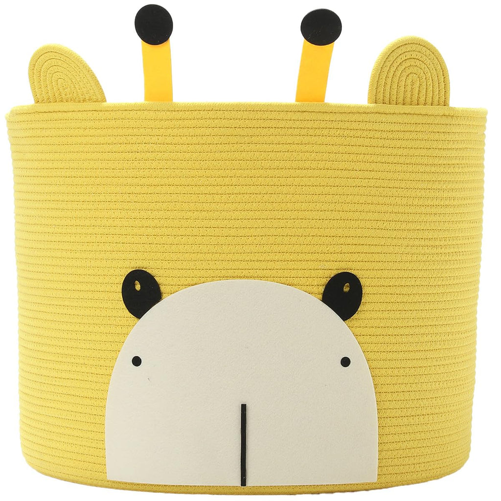 18x15 Inch Giraffe Basket, Open Cotton Rope Animal Storage Bin for Kids Bedroom Playroom, Cute Woven Laundry Basket