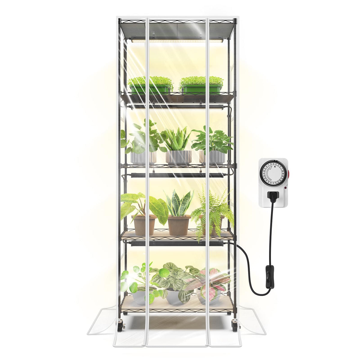 Indoor Greenhouse with Grow Lights 5-Tier 100W 23.6x13.8x59IN