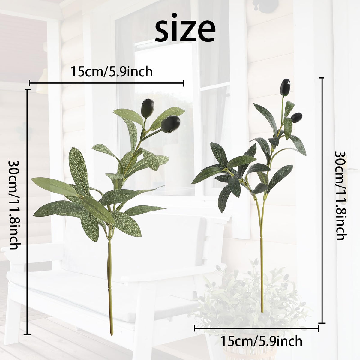 10 Pcs 11.8" Artificial Olive Leaves Stems, Realistic Faux Plants Olive Tree Branches for Vase Decor, Wedding