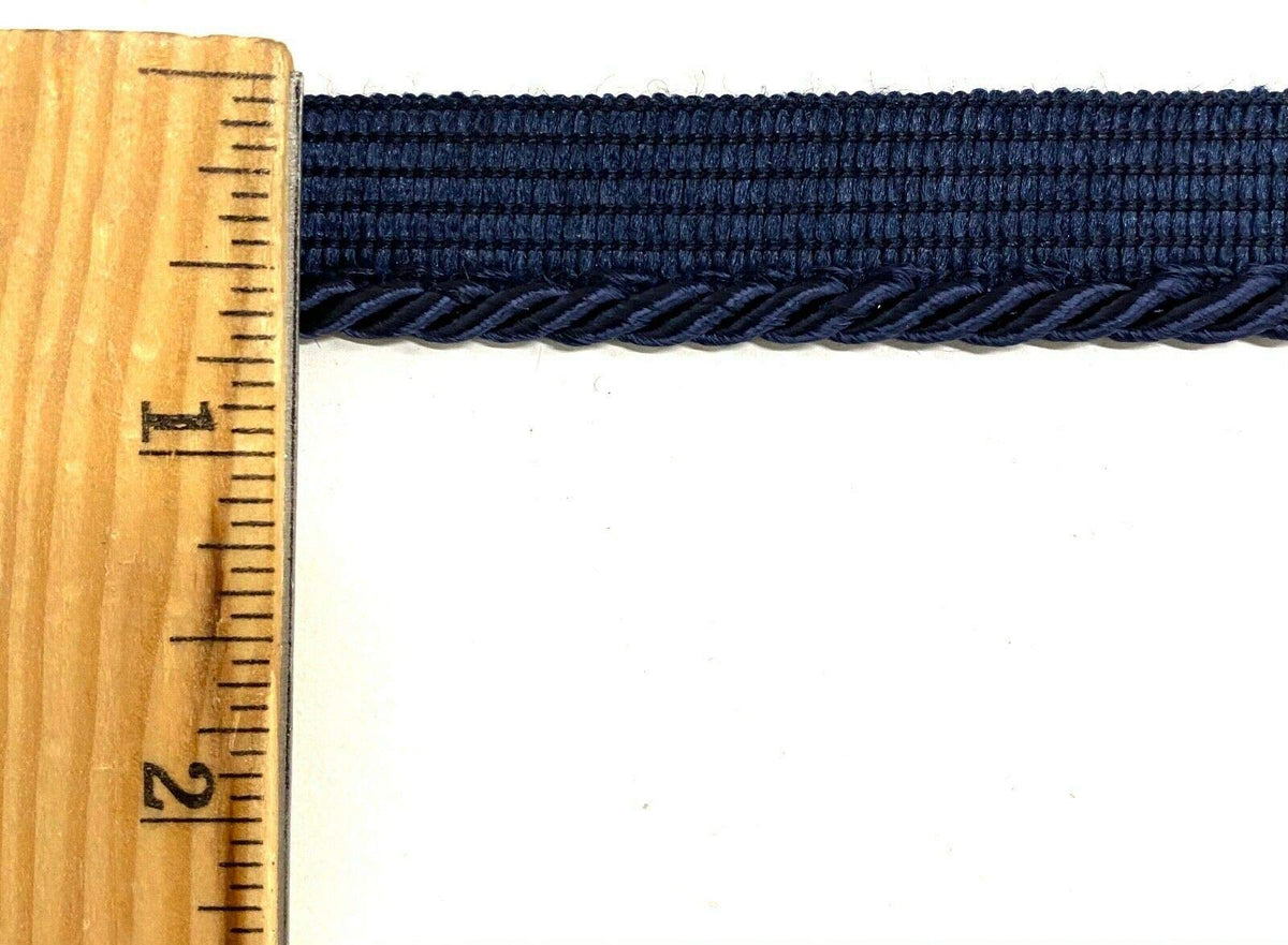 Small Twisted Cord w/Lip Piping Trimming - 8 Yards - Many Colors! (Navy)