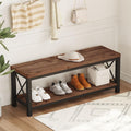 Entryway Bench with Storage, 2 Tier Rustic Shoe Bench, 47 inch