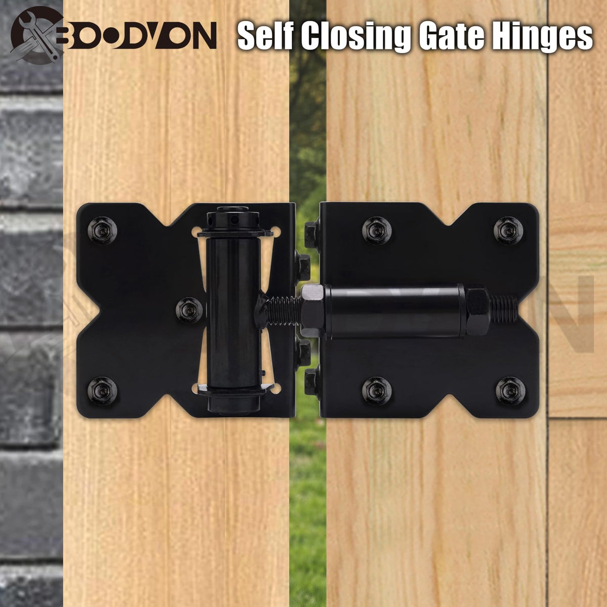 Heavy Duty Self Closing Gate Hinges for Wooden Fences Gates, 90 Degree Adjustable Gate Door Hinges Hardware Kit for