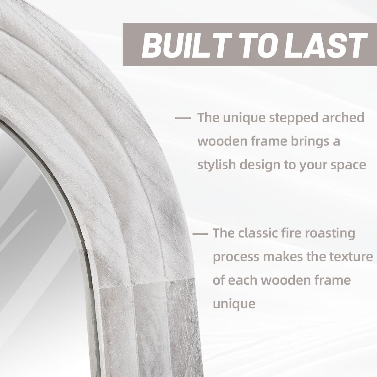 Arched Full Length Mirror with Solid Wood Frame