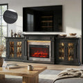 104" Sectional Fireplace TV Stand with LED/Outlet, 3 in 1 Modular | Media Entertainment Center with Storage for TVs