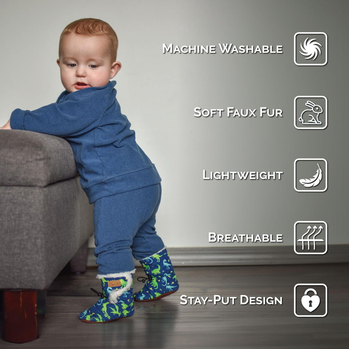 Stay-Put Winter Baby Booties (Soft Brown, S)