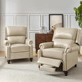 Genuine Leather Recliner Chair Set of 2, Beige